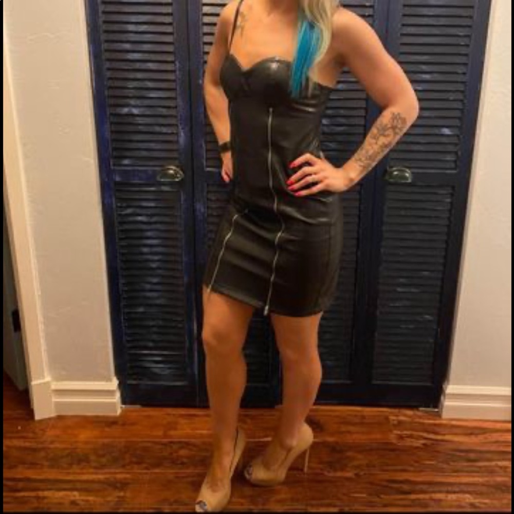 Black leather dress